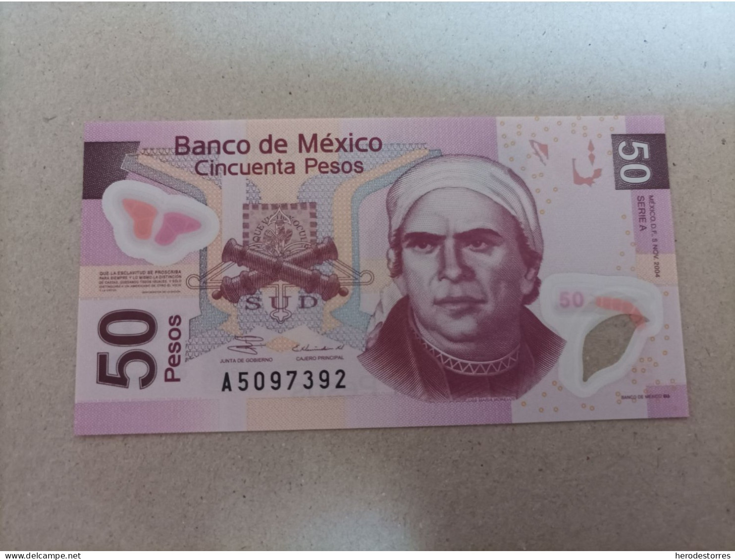 Billete De México 5 Pesos, Año 2004, Serie A, UNC - Mexico