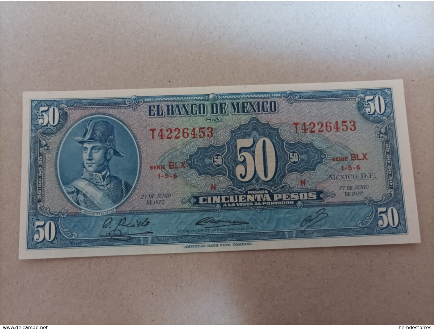 Billete De México 50 Pesos, Año 1972, UNC - México