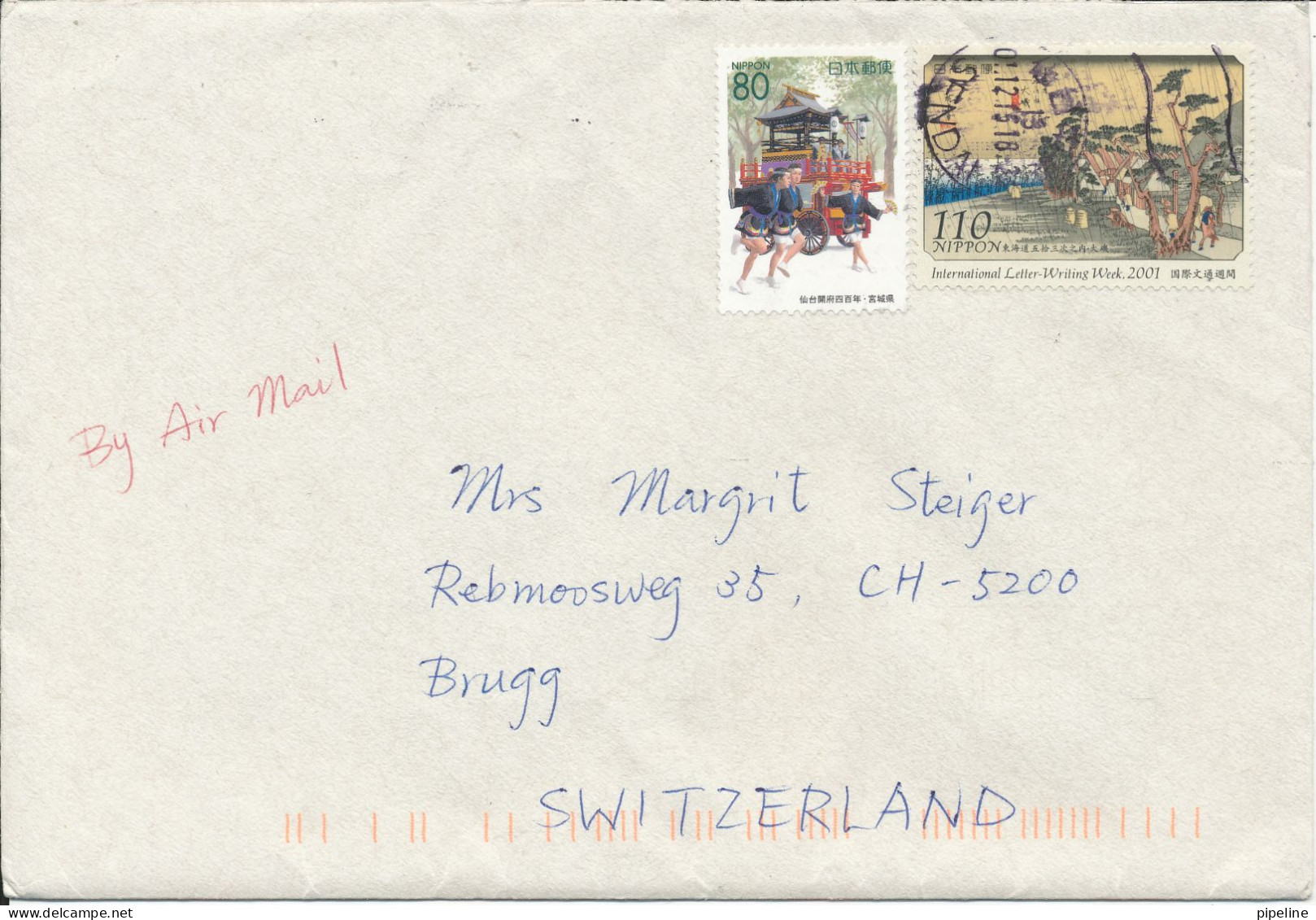 Japan Cover Sent Air Mail To Switzerland 15-12-2001 Topic Stamps - Cartas & Documentos