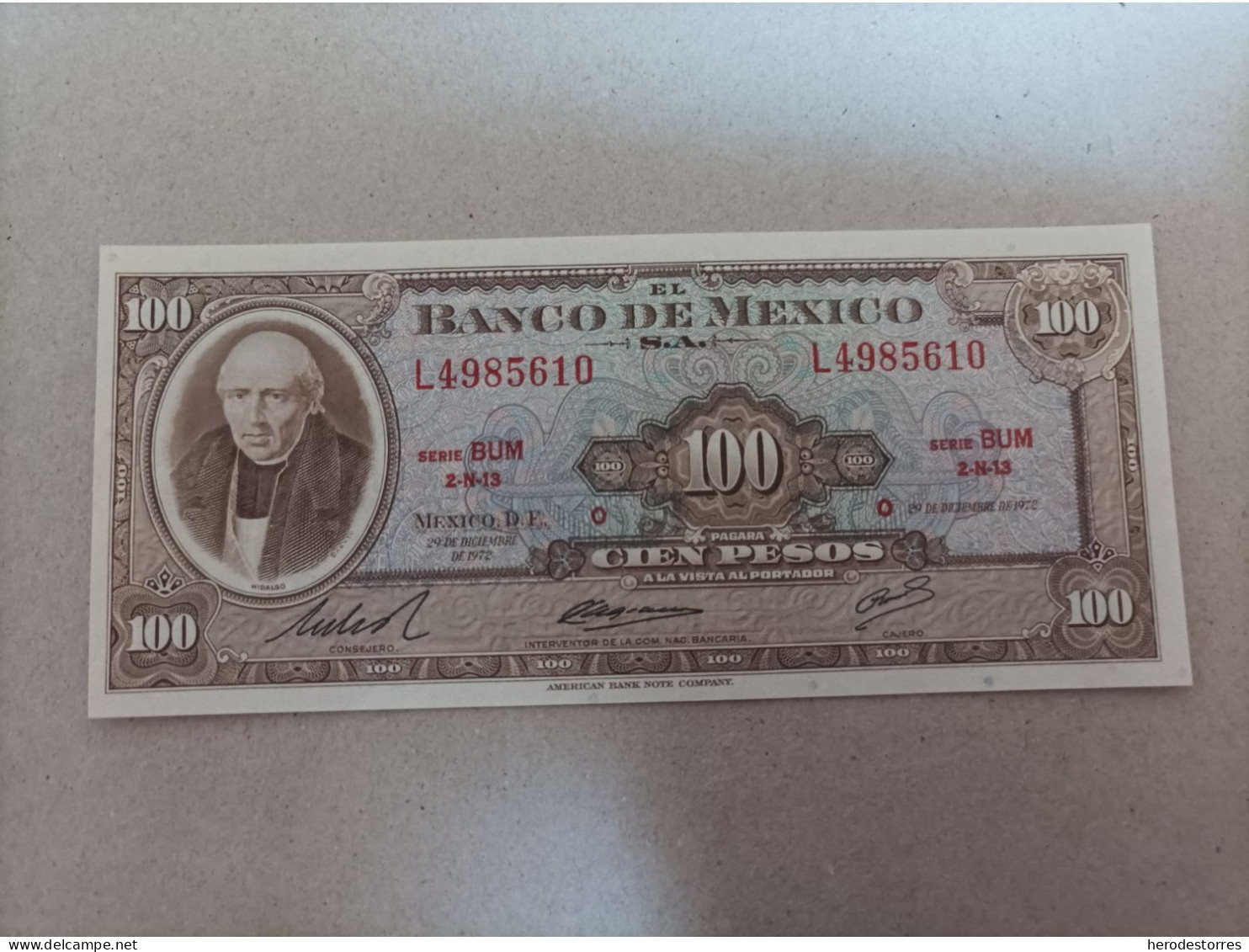 Billete De México 100 Pesos Del Año 1972, UNC - México