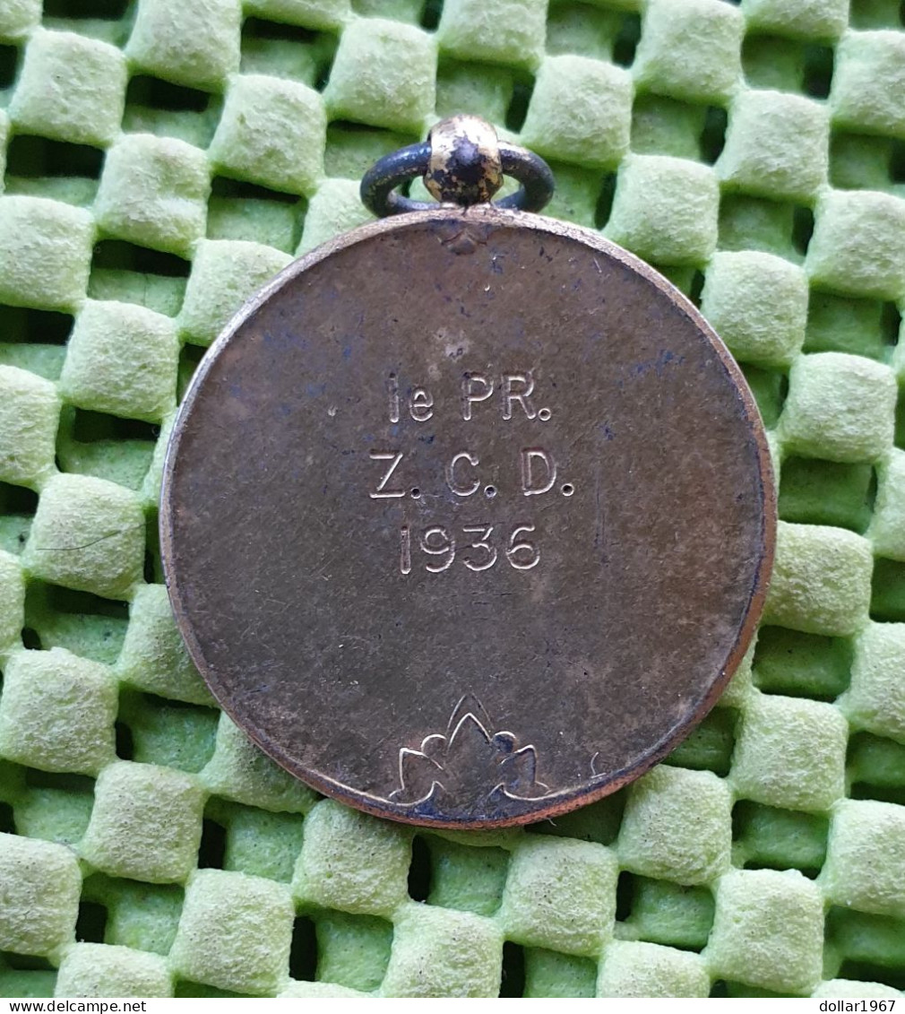 Medaille -  Z.C.D = 1e. Zwem Club Drenthe , Veenhuizen 1936 .-  Original Foto  !!   Medallion Dutch - Sonstige & Ohne Zuordnung