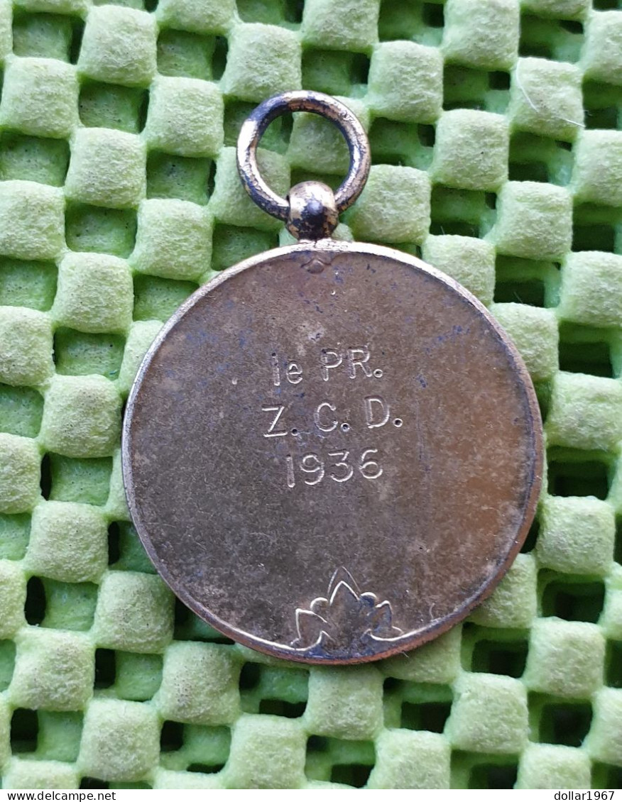 Medaille -  Z.C.D = 1e. Zwem Club Drenthe , Veenhuizen 1936 .-  Original Foto  !!   Medallion Dutch - Other & Unclassified