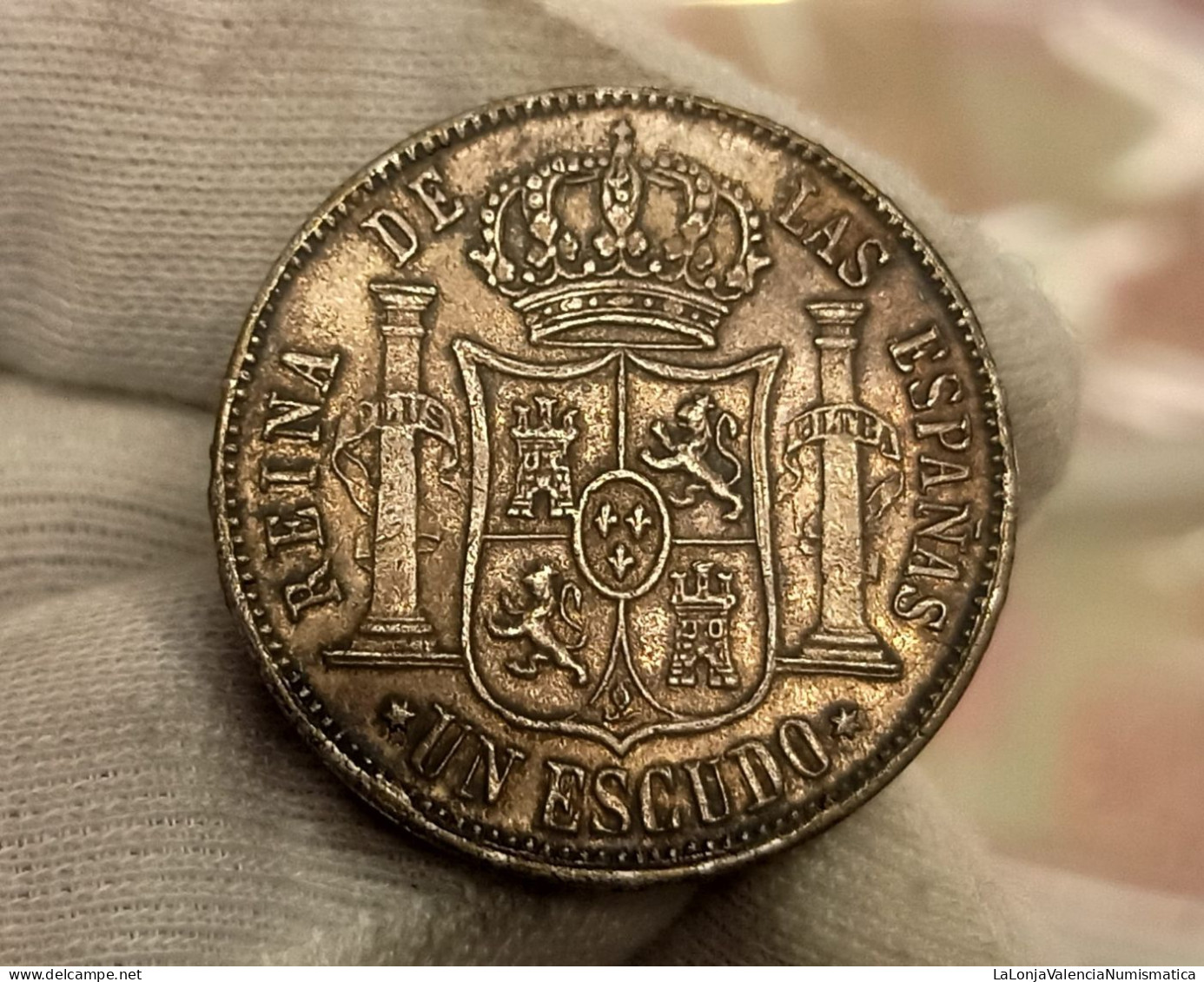 España Spain Isabel II - 1 Escudo 1866 Madrid Km 626.1 Plata - Autres & Non Classés