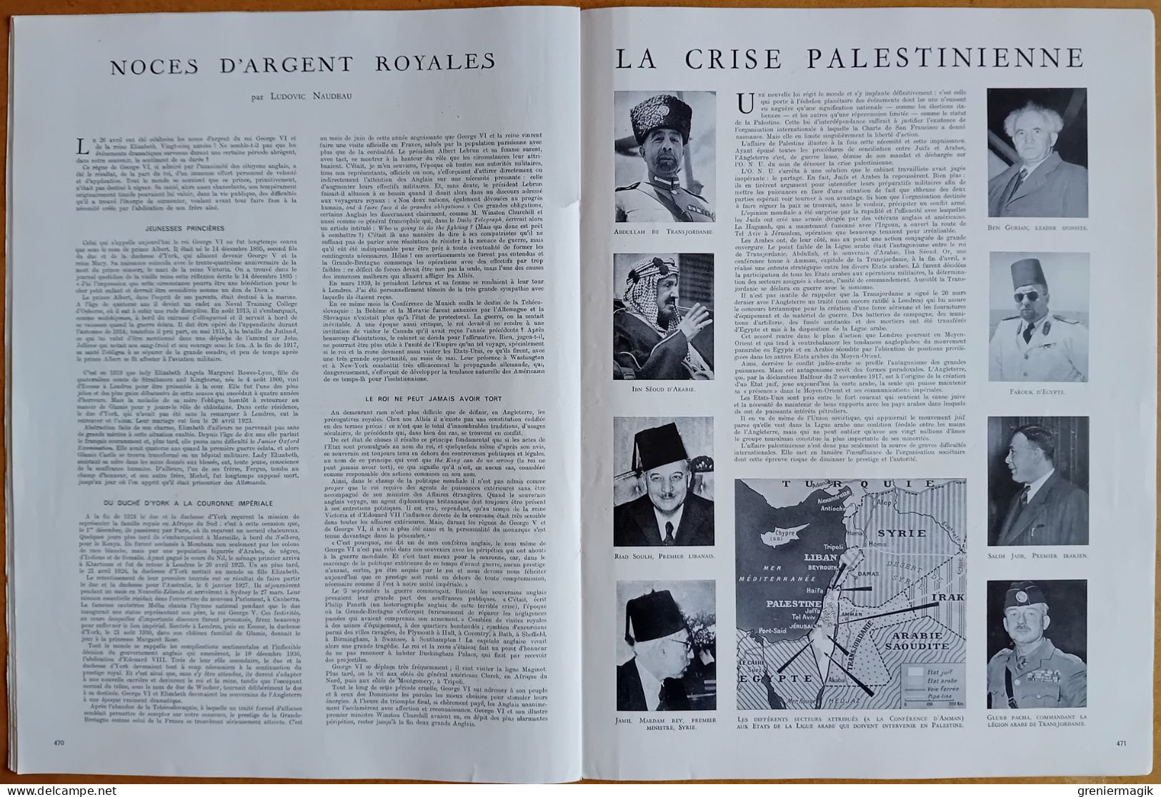 France Illustration N°136 08/05/1948 Palestine/Expéditions polaires par Paul-Emile Victor/Jubilé George VI et Elizabeth