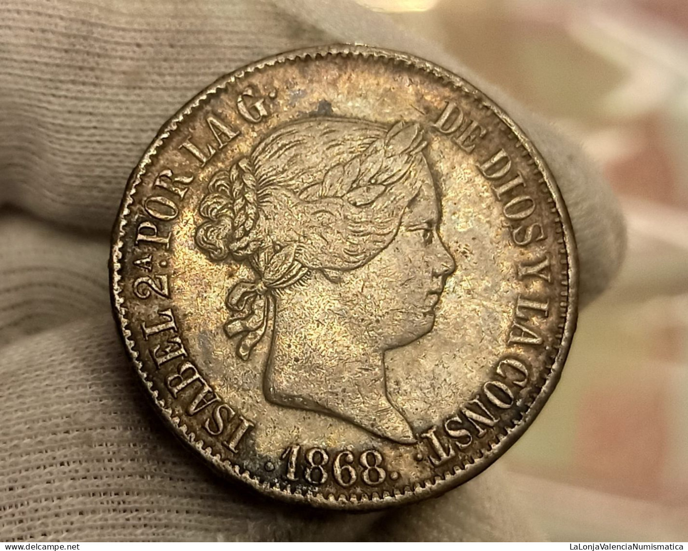 España Spain Isabel II - 1 Escudo 1868 Madrid Km 626.1 Plata - Autres & Non Classés