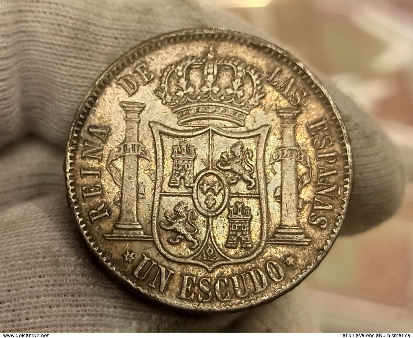 España Spain Isabel II - 1 Escudo 1868 Madrid Km 626.1 Plata - Autres & Non Classés