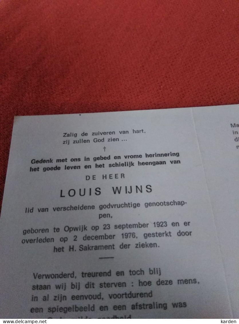 Doodsprentje Louis Wijns / Opwijk 23/9/1923 / 2/12/1976 - Religion & Esotérisme