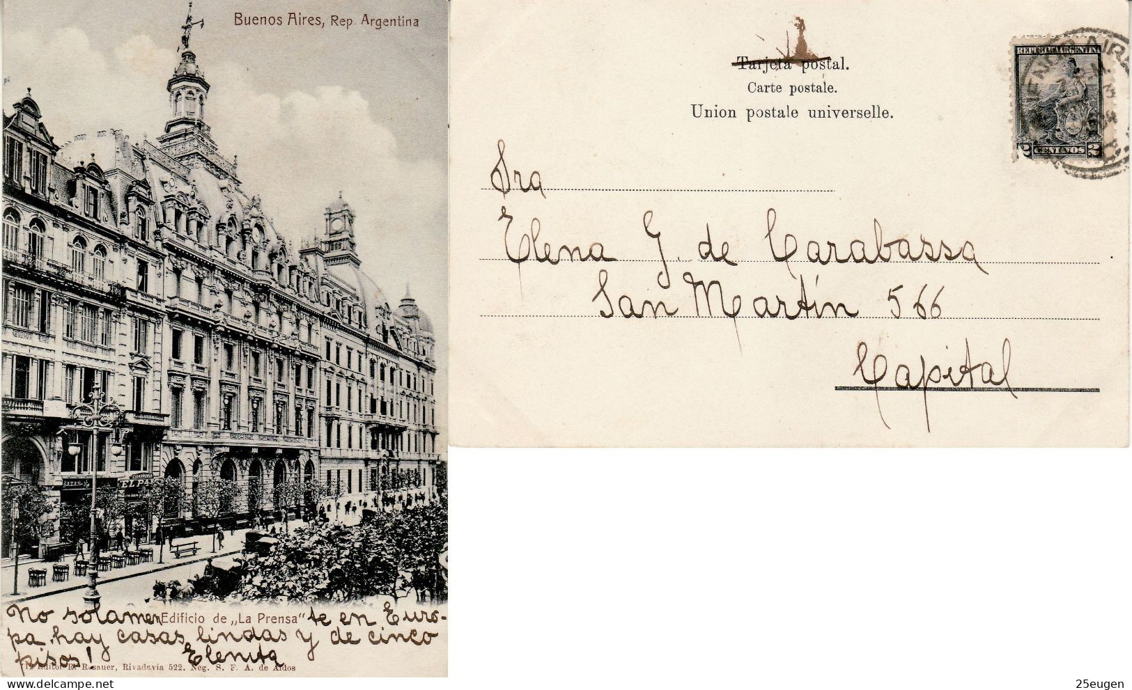 ARGENTINA 1904 POSTCARD SENT TO BUENOS AIRES - Briefe U. Dokumente