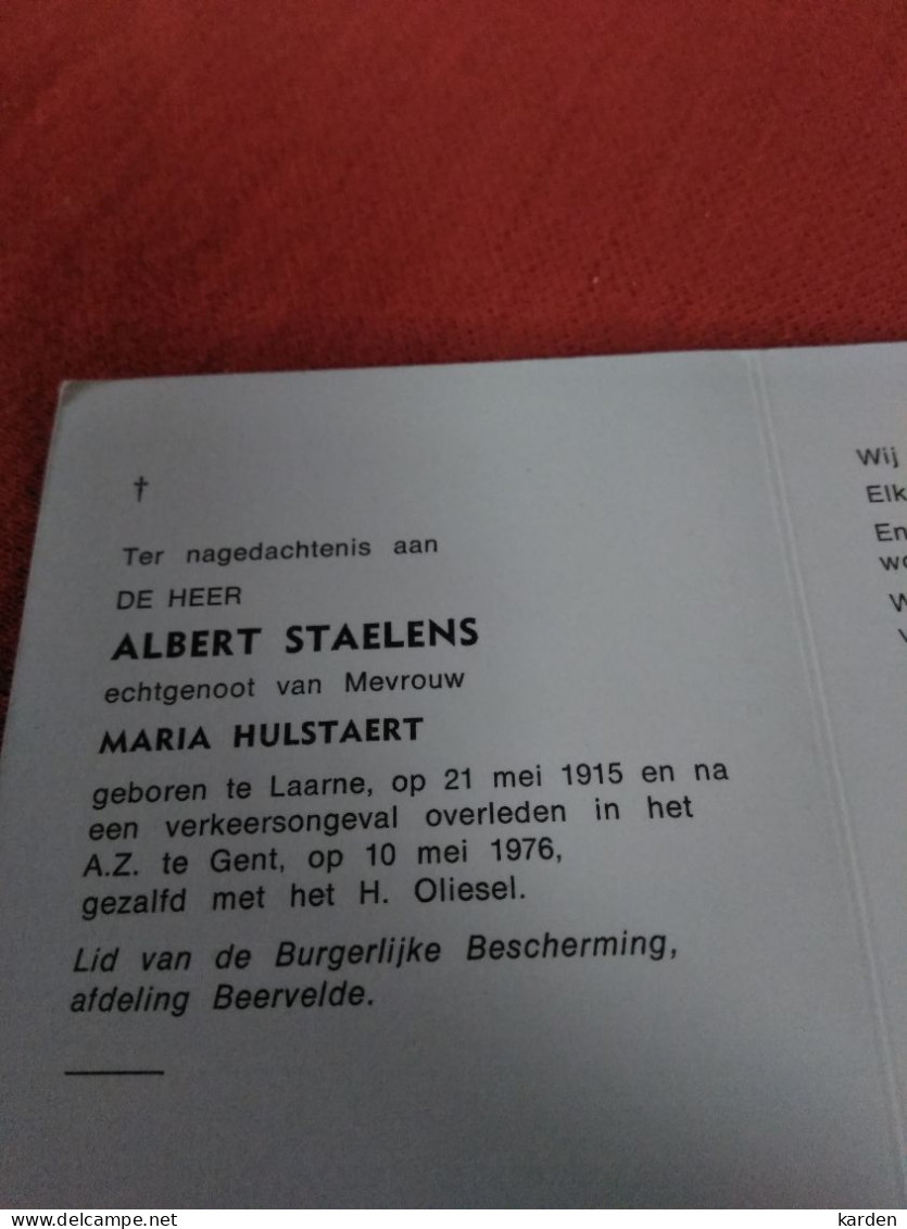 Doodsprentje Albert Staelens / Laarne 21/5/1915 Gent 10/5/1976 ( Maria Hulstaert ) - Religion & Esotérisme