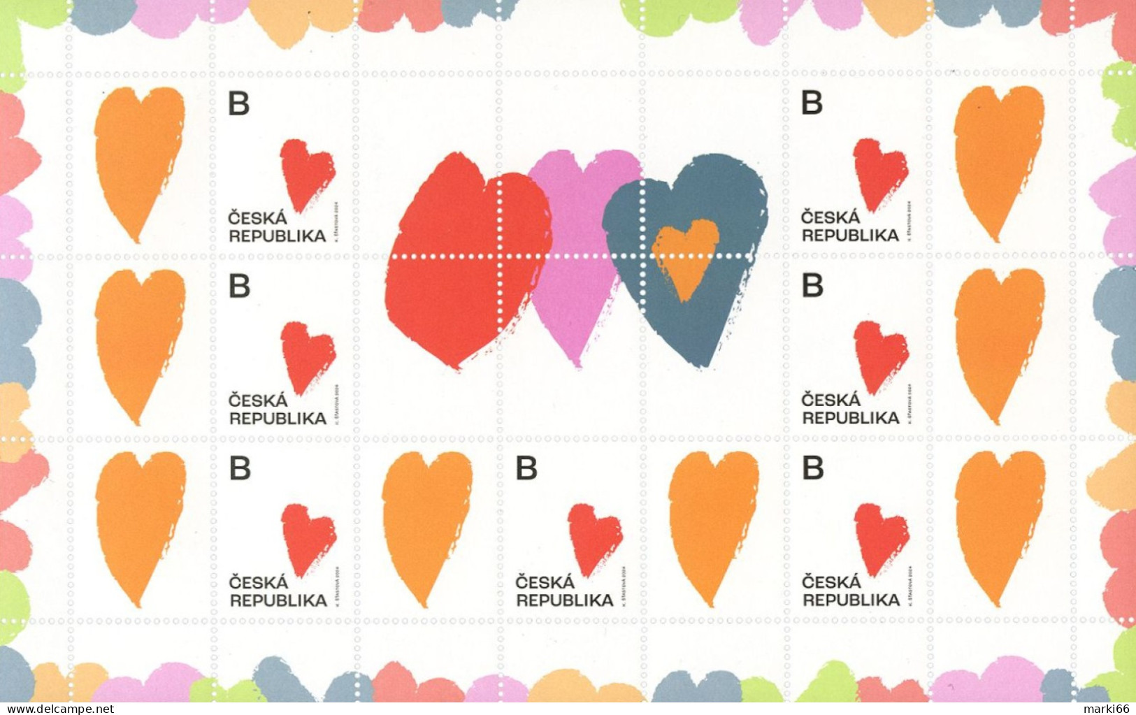 Czech Republic - 2024 - Valentine's Day - Mint Miniature Personalized Stamp SHEET - Ungebraucht