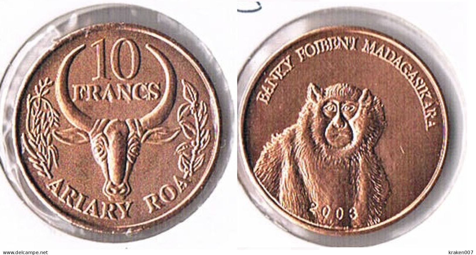 Madagascar 10 Francs - Monkey- 2003 - RARE! - Madagascar