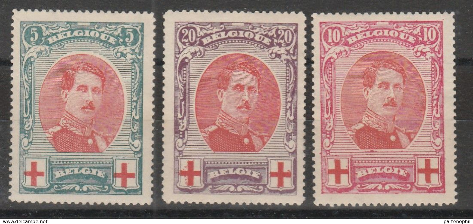 419 Belgio Belgium 1915 - Croce Rossa N. 132/34. Cat. € 100,00. SPL. MH - 1914-1915 Croix-Rouge