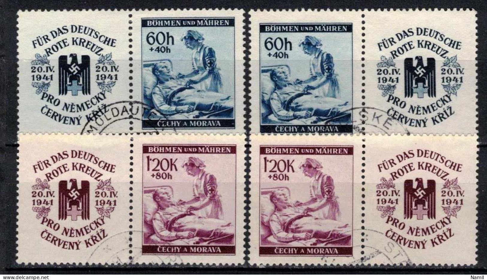 Boheme Et Moravie 1941 Mi 62-3 Zf (Yv 61-2 Avec Vignettes), Obliteré - Used Stamps