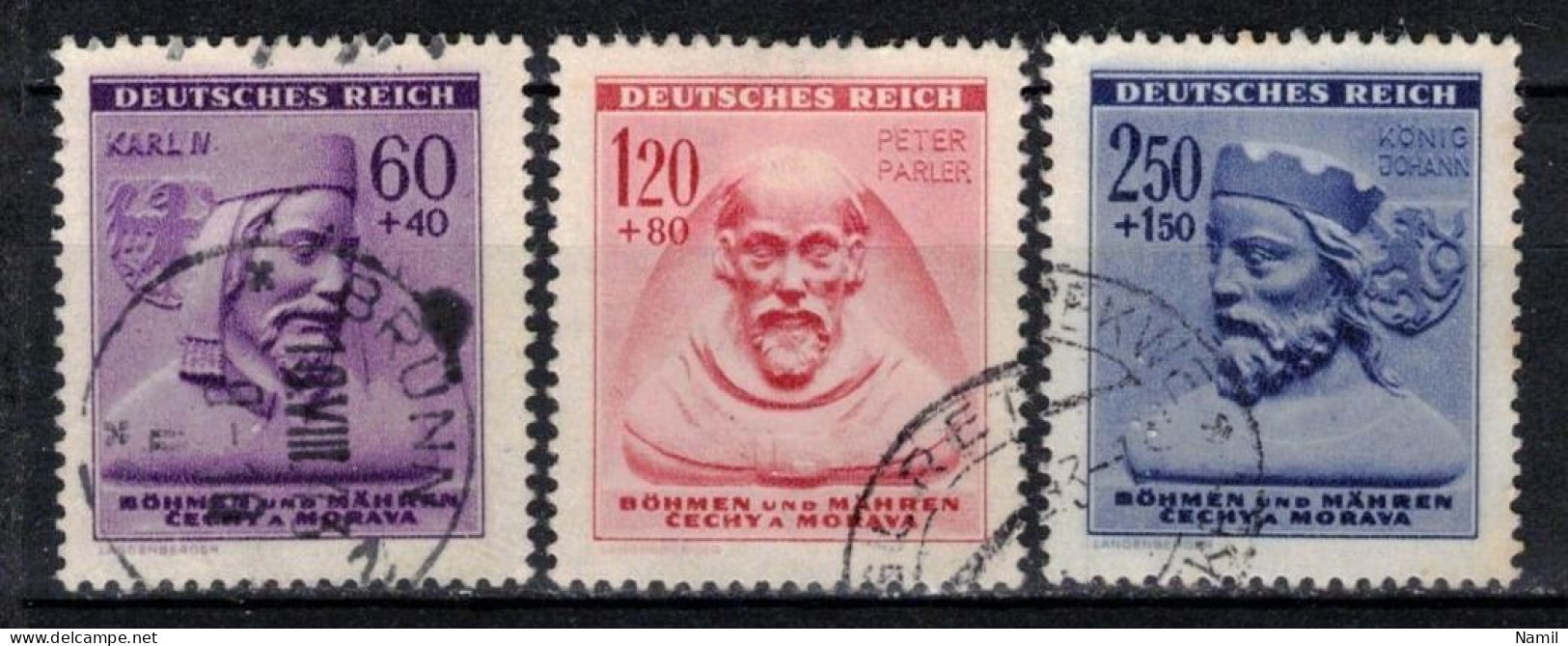 Boheme Et Moravie 1943 Mi 114-6 (Yv 102-4), Obliteré - Used Stamps