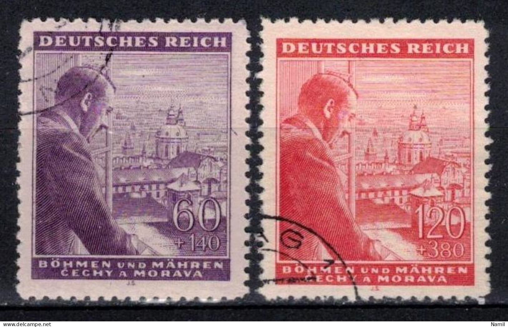 Boheme Et Moravie 1943 Mi 126-7 (Yv 105-6), Obliteré - Gebraucht