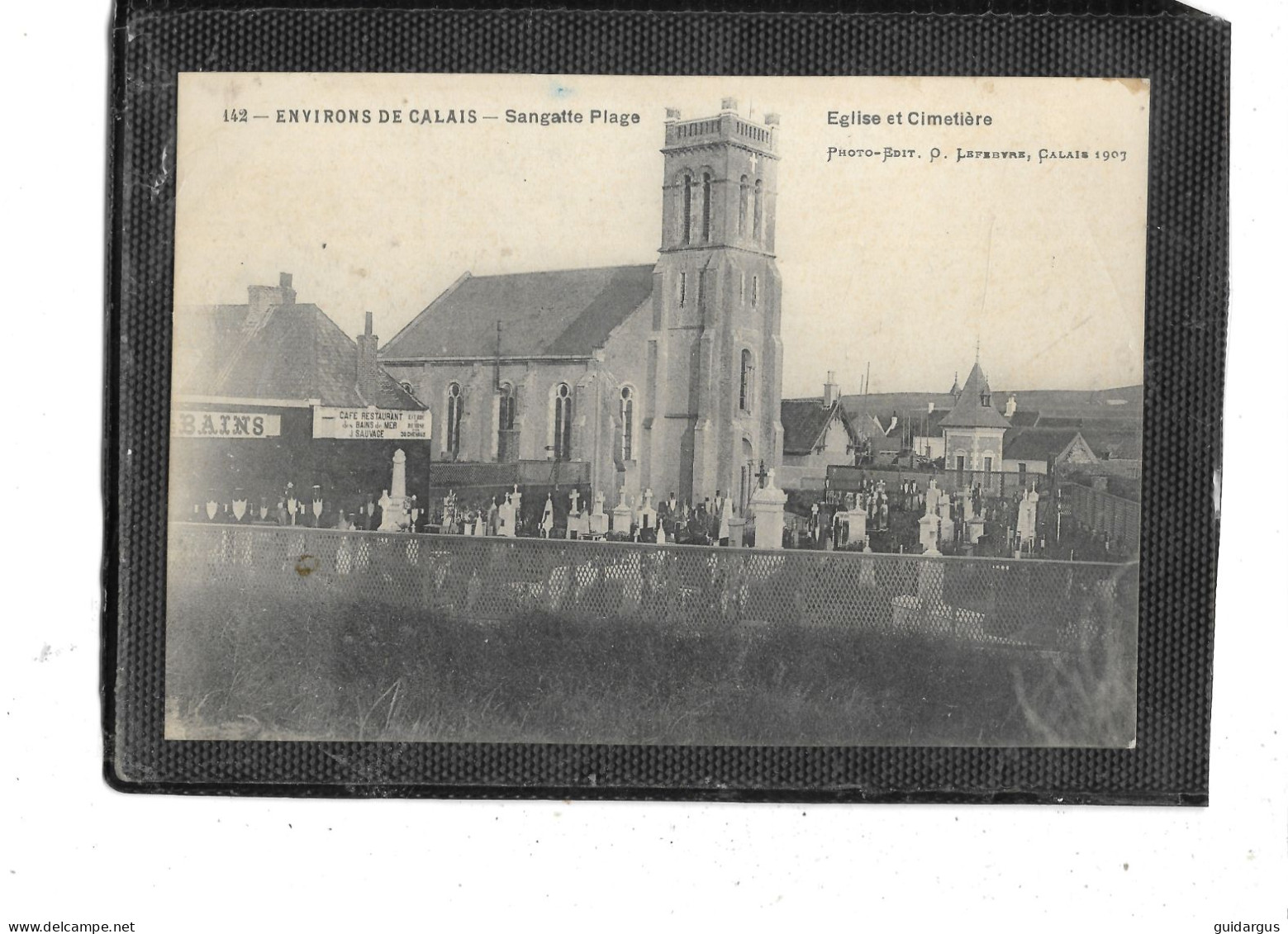 62-SANGATTE- -PLAGE- ( Calais)- Une Vue Du " CAFE RESTAURANT Des BAINS De MER "Prop.J.SAUVAGE -pres De L'EGLISE - Sangatte