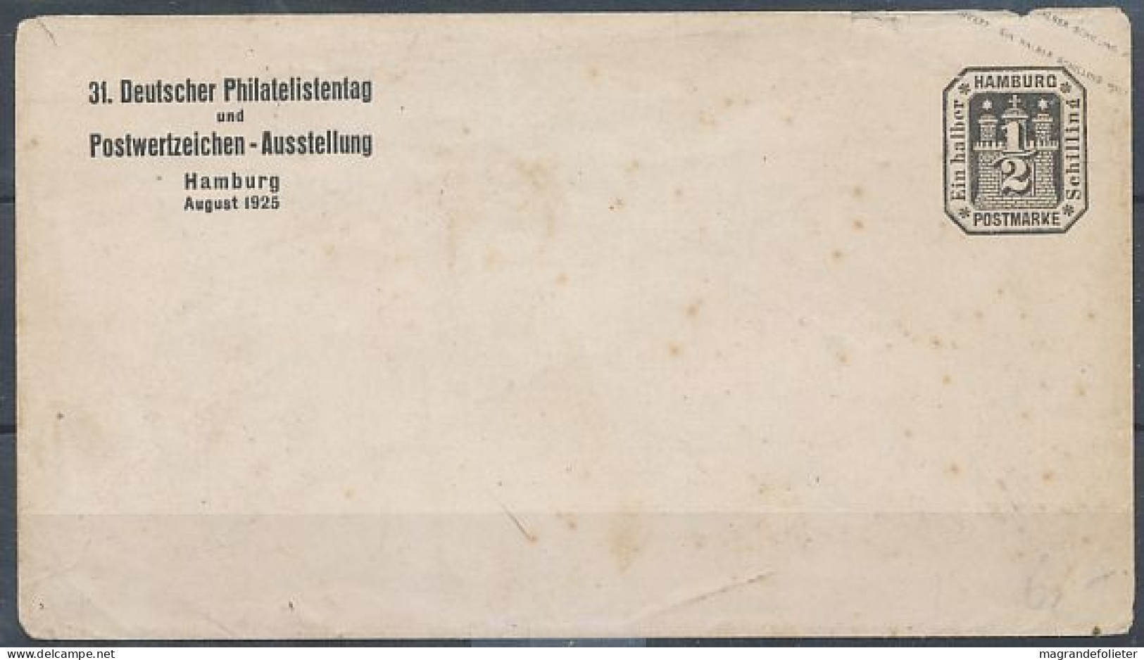 TIMBRE  ZEGEL STAMP ALLEMAGNE HAMBOURG LETTRE ENTIER POSTAL JOURNEE PHILATELIQUE 1925 - Hambourg