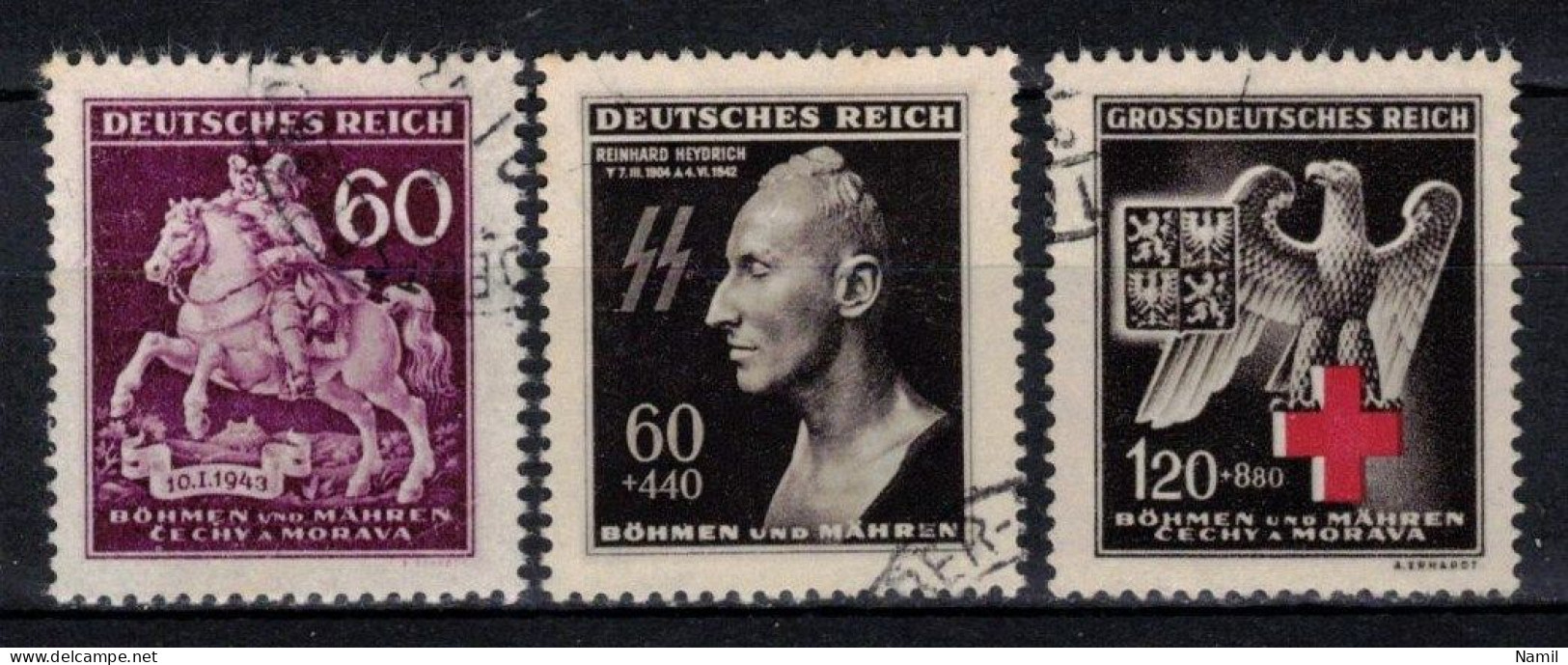 Boheme Et Moravie 1943 Mi 113+131-2 (Yv 101+110-11), Obliteré - Used Stamps