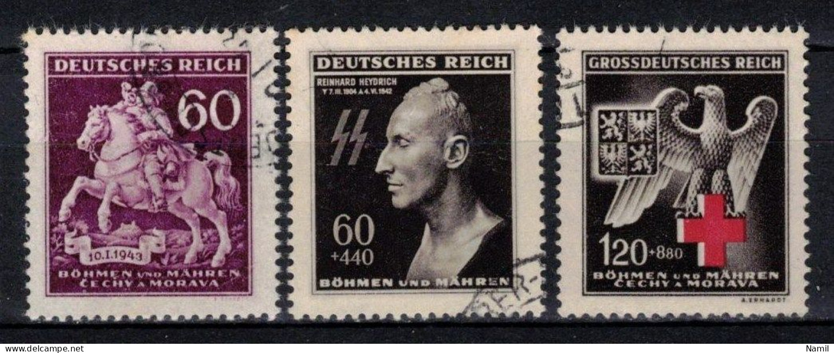 Boheme Et Moravie 1943 Mi 113+131-2 (Yv 101+110-11), Obliteré - Gebraucht