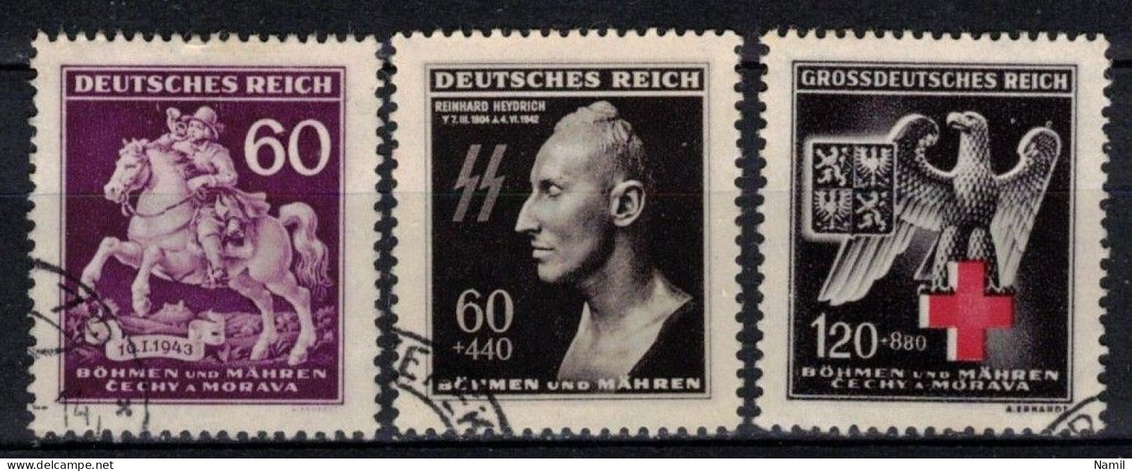 Boheme Et Moravie 1943 Mi 113+131-2 (Yv 101+110-11), Obliteré - Gebraucht