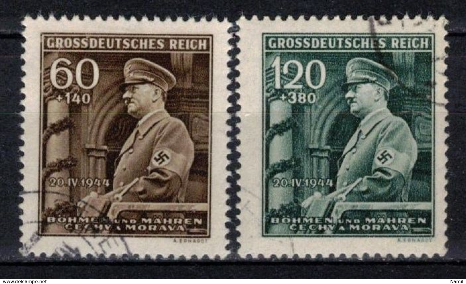 Boheme Et Moravie 1944 Mi 136-7 (Yv 115-6), Obliteré - Used Stamps