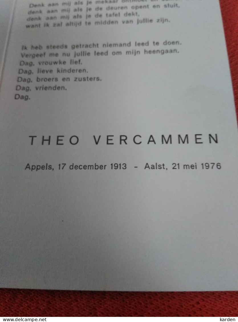 Doodsprentje Theo Vercammen / Appels 17/12/1913 Aalst 21/5/1976 - Religion & Esotérisme