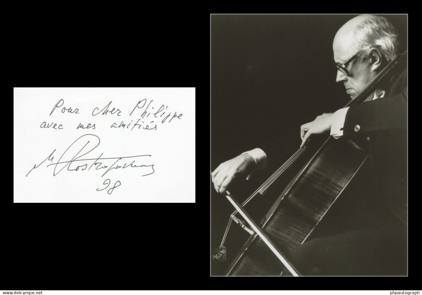 Mstislav Rostropovich (1927-2007) - Cellist - Signed Card + Photo - 1998 - COA - Cantanti E Musicisti