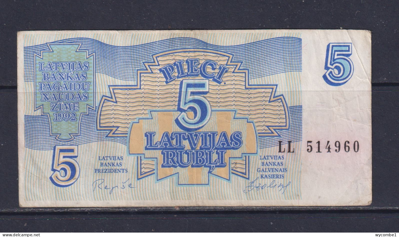 LATVIA  - 1992 5 Rubli Circulated Banknote As Scans - Latvia