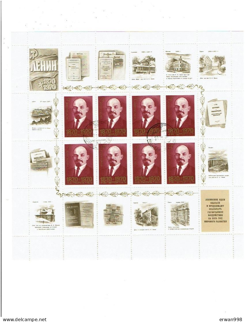 RUSSIE - URSS 9 Feuillets De 8 Timbres N°3616/3621 150e Anniversaire Naissance De LENINE  729 - Lenin