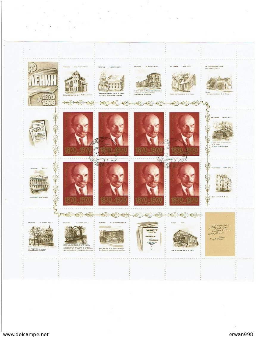 RUSSIE - URSS 9 feuillets de 8 timbres N°3616/3621 150e anniversaire naissance de LENINE  729