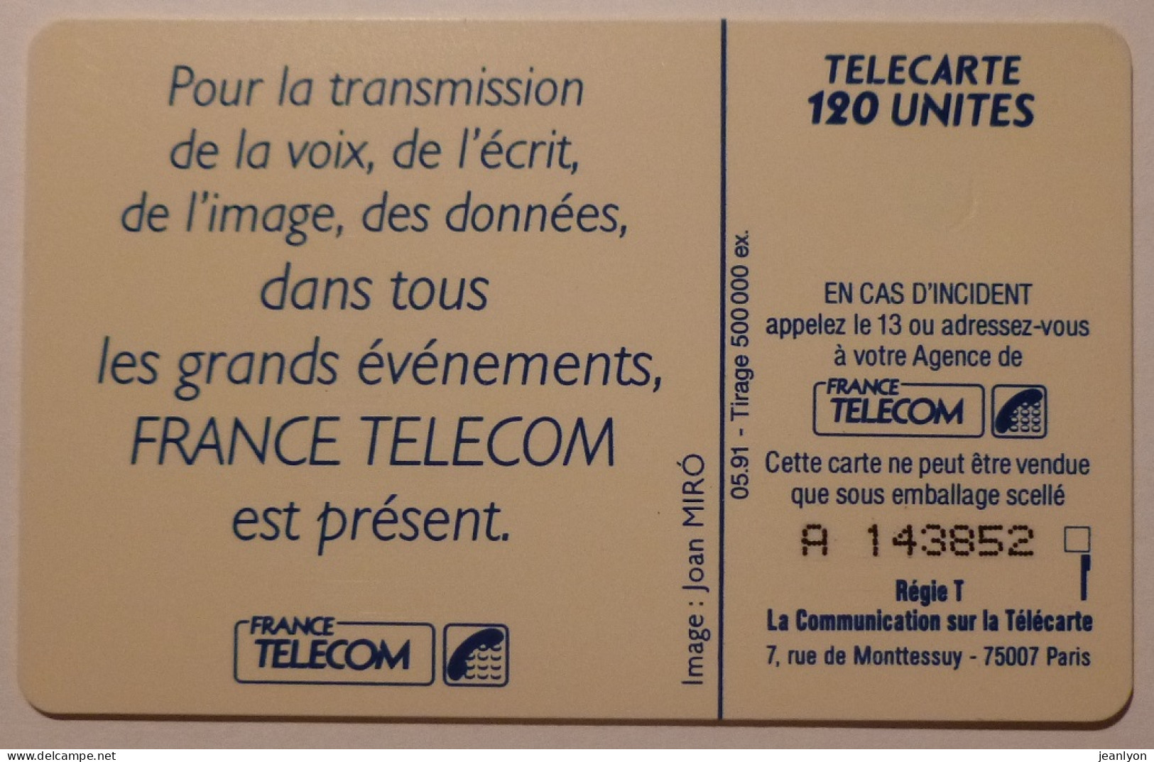 TENNIS - ROLAND GARROS 1991 - Tournoi Du Centenaire - Télécarte 120 - Deportes