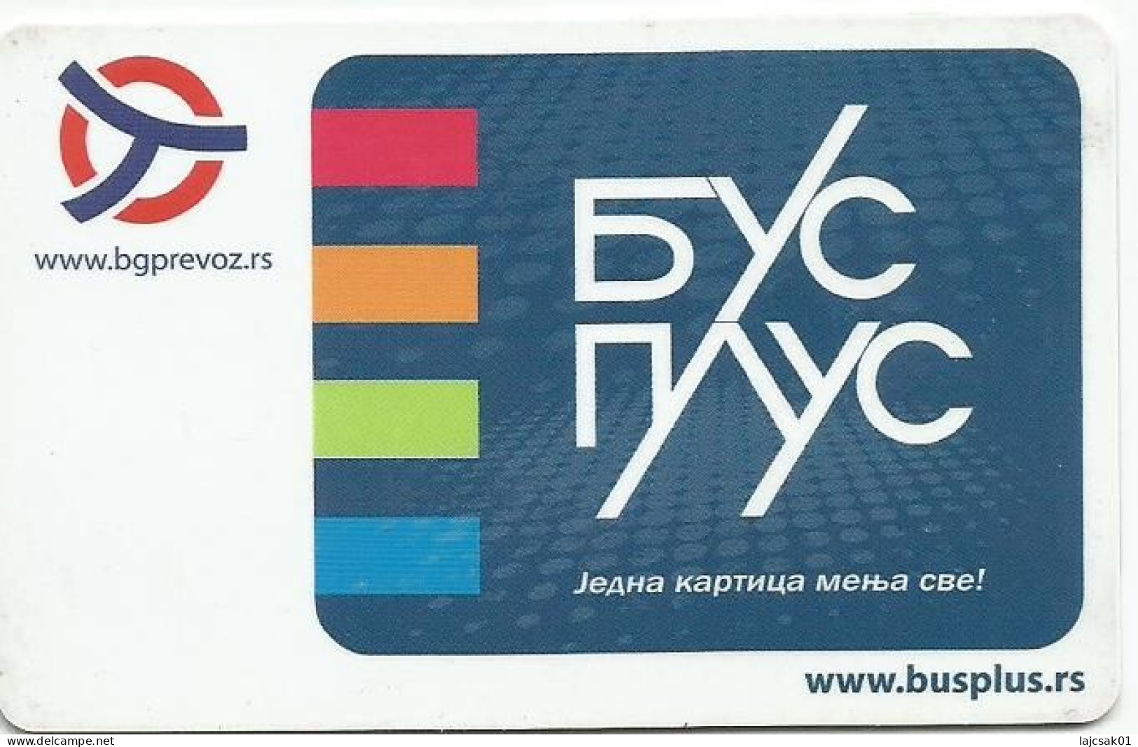 Belgrade Beograd Serbia  City Bus Ticket BUS-PLUS (plastic) Magnetic Card - Europa