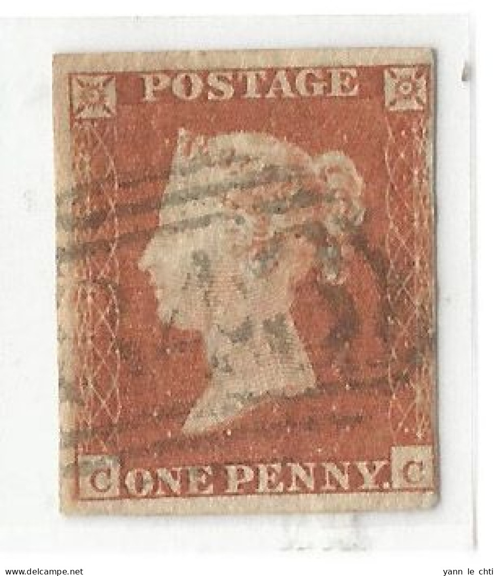 Victoria One Penny Used Red Brown CC  With " 843 " In Grid Cancel - Usados