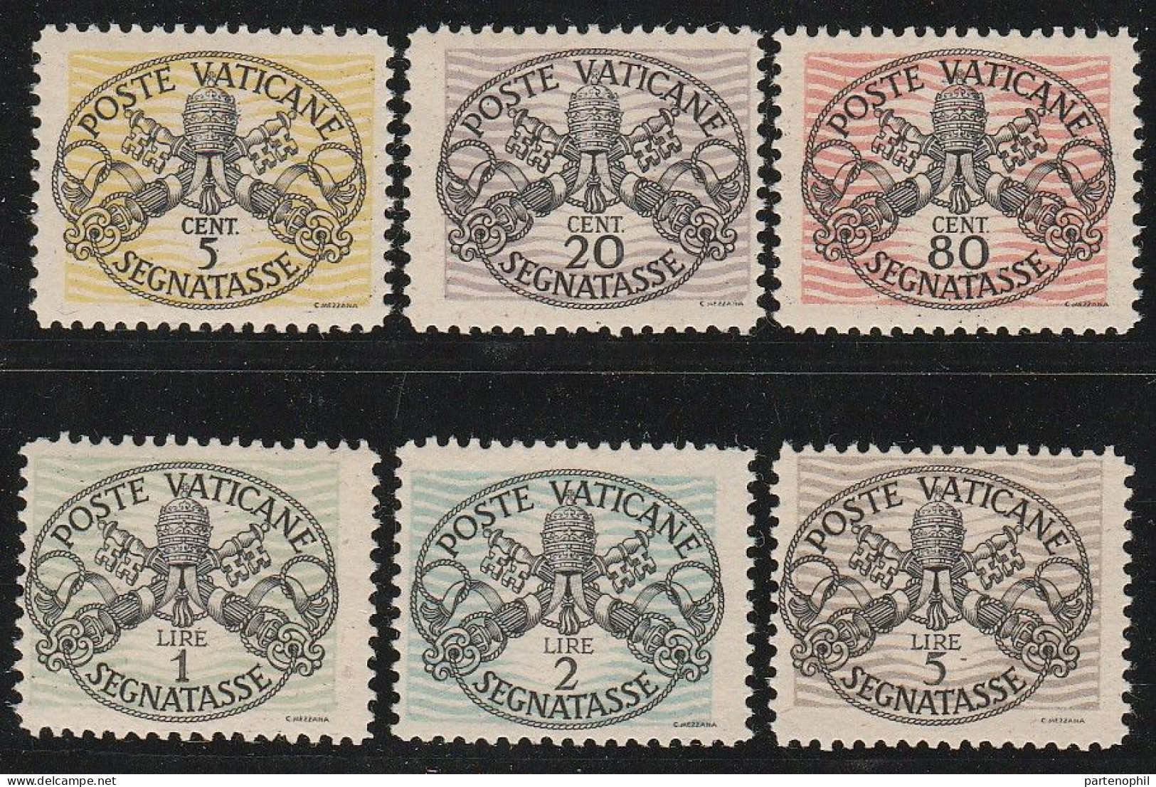 395 - Vaticano Segnatasse  Offri Ora! 1946 - Serie Completa Righe Larghe, Carta Bianca N. 13/18. MNH - Impuestos