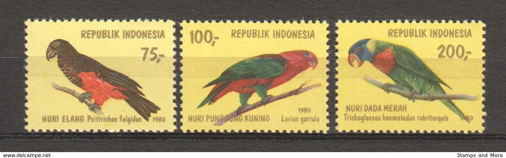 Indonesia 1980 Mi 988-990 MNH BIRDS (B) - Papagayos