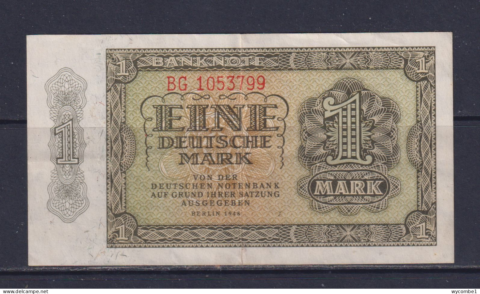 GERMANY  - 1948 1 Mark Circulated Banknote As Scans - 1/2 Mark