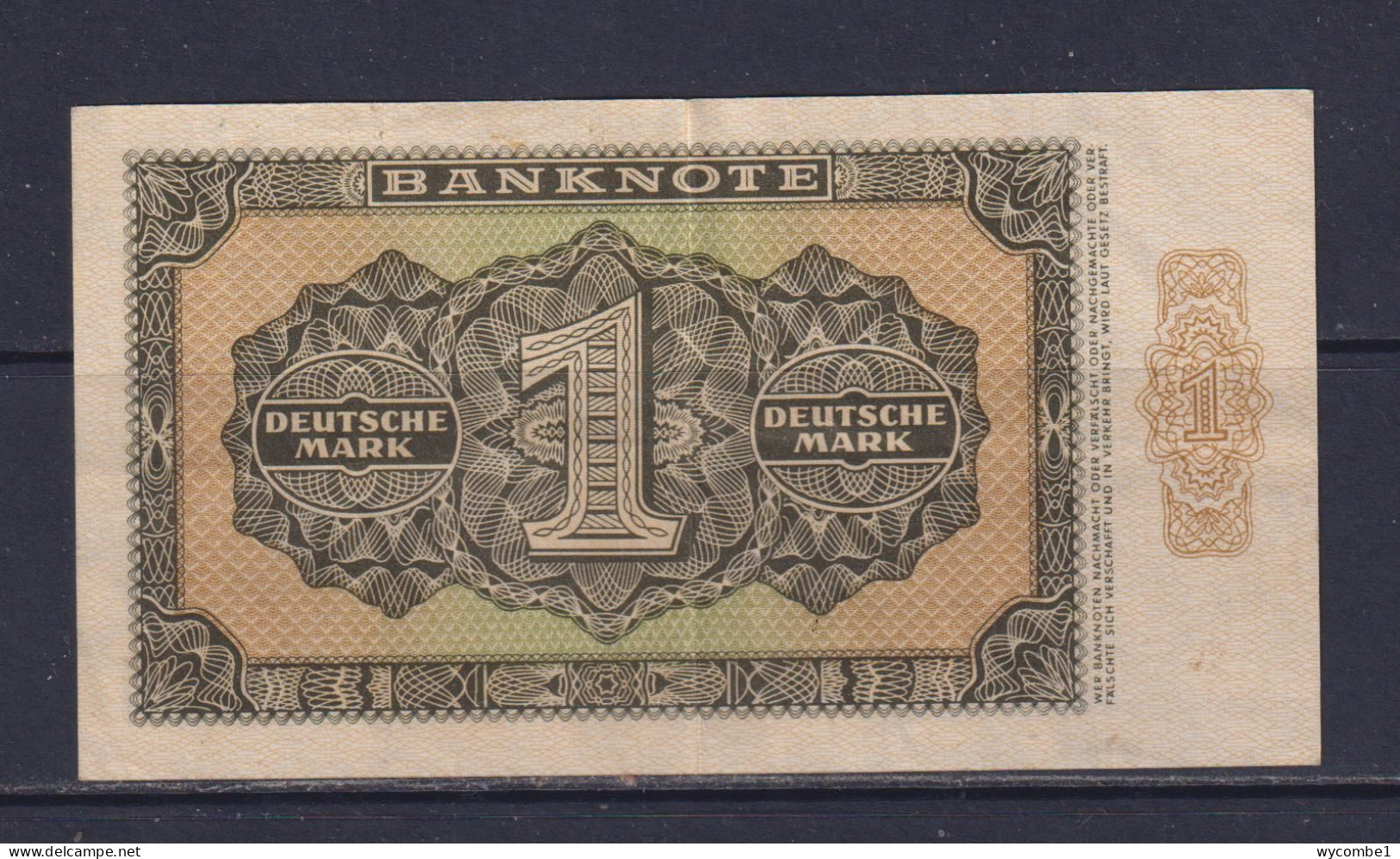 GERMANY  - 1948 1 Mark Circulated Banknote As Scans - 1/2 Mark