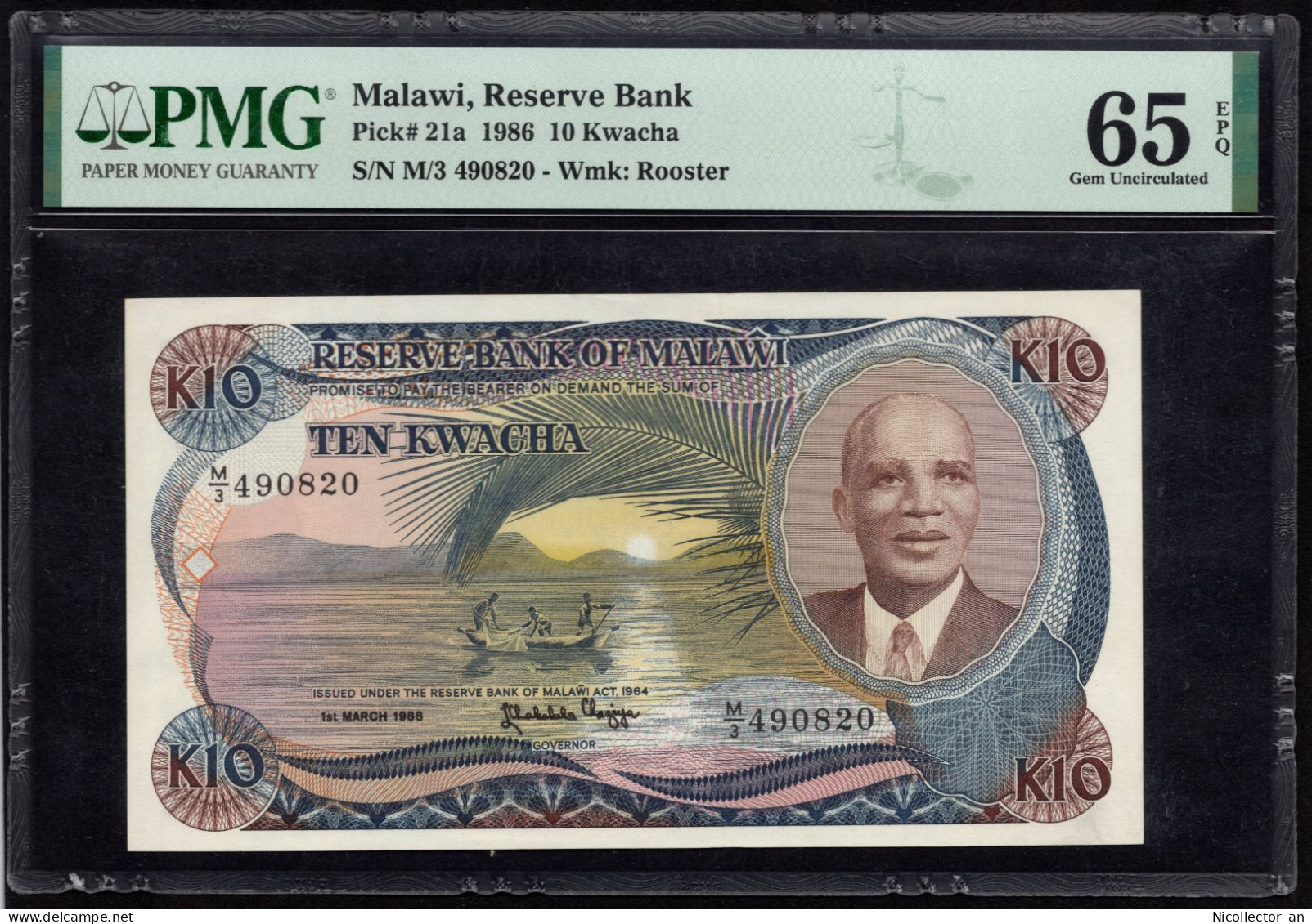 Malawi 10 Kwacha 1986 P-21a PMG 65 UNC Banknote - Malawi