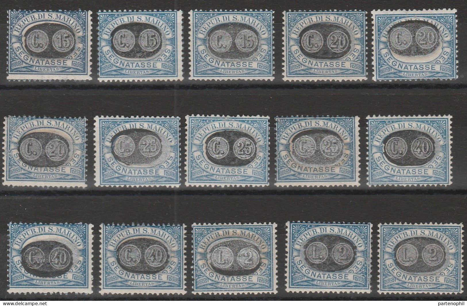 386 - San Marino - 1931 - Segnatasse Del 1925 Soprastampati N. 32/46. Cert. Raybaudi. Cat. € 1300,00. MNH - Postage Due