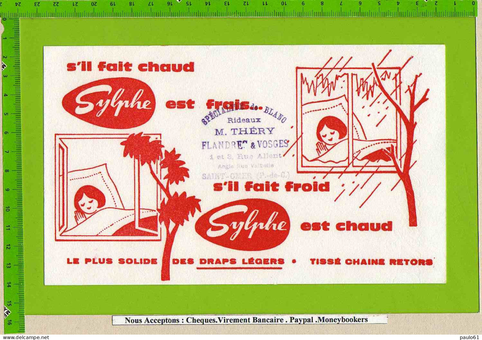 2 BUVARDS  / Le Plus Solide Des Draps  SYLPHE  Blanc Cachet De Saint OMER - Kleidung & Textil