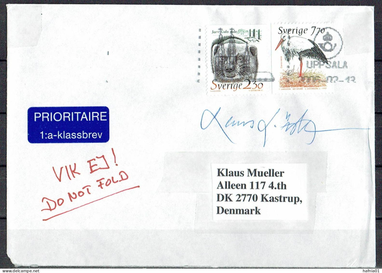 Lars Sjööblom. Sweden 2013. Letter Sent From Sweden To Denmark. Signed. - Covers & Documents