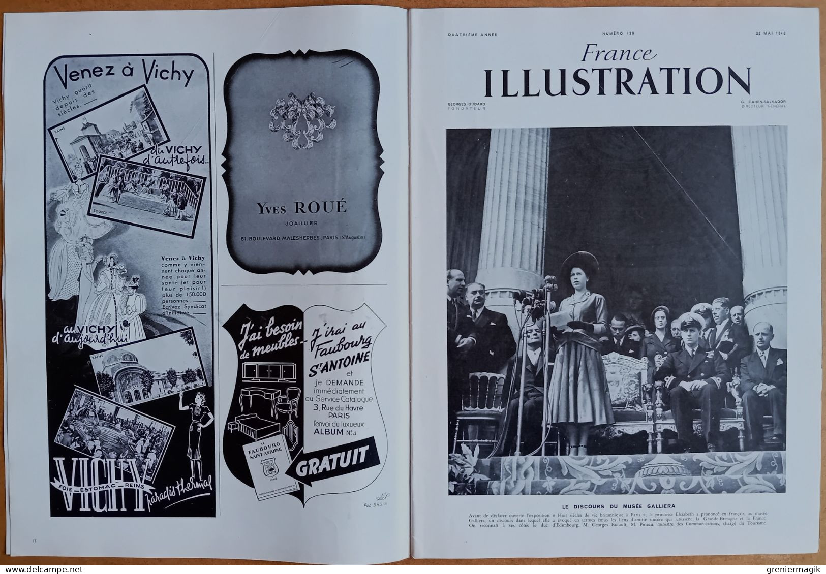 France Illustration N°138 22/05/1948 Princesse Elizabeth à Paris/Elevage Chevaux/La Route De L'Alaska/Carmen Amaya - Informaciones Generales