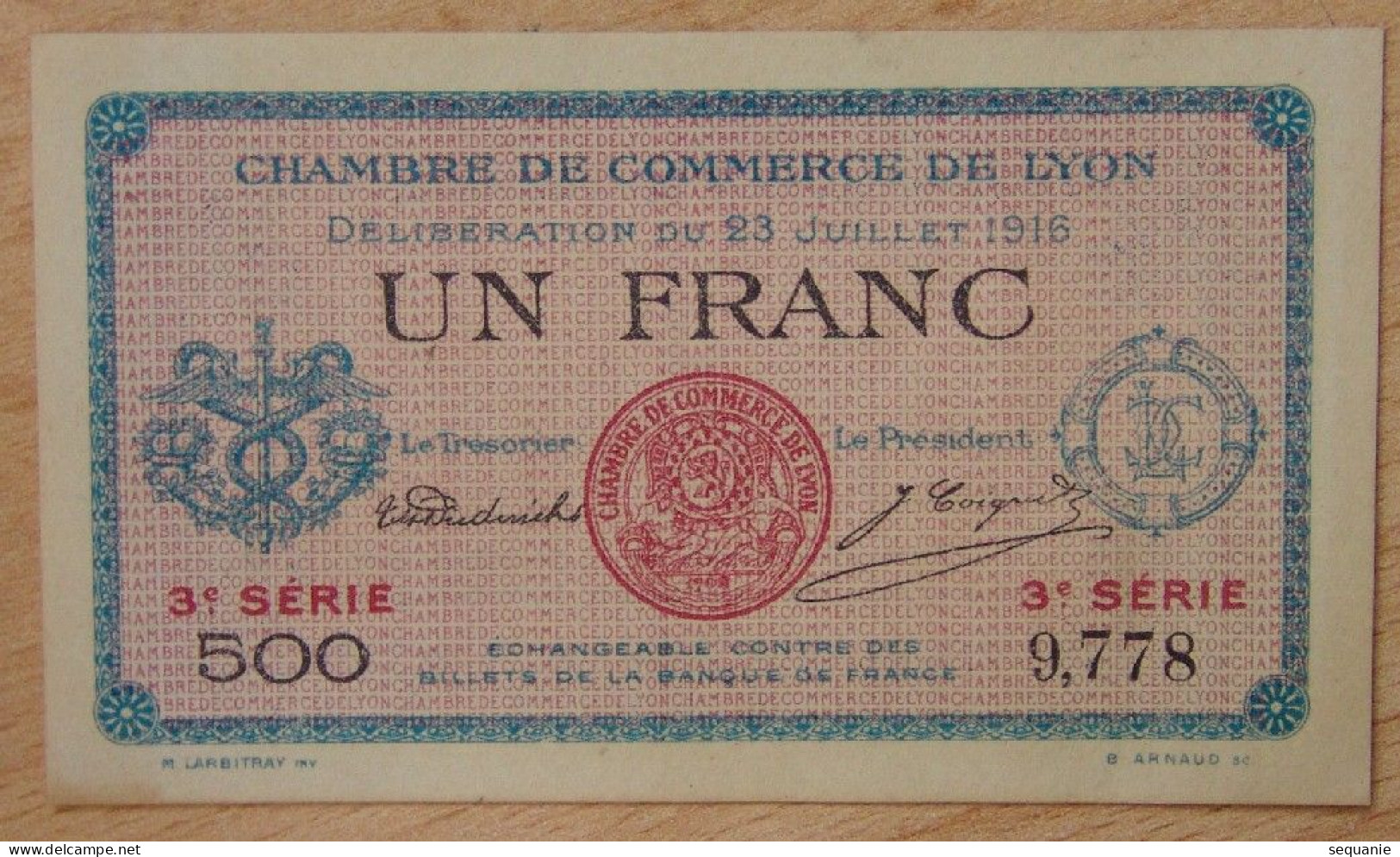 LYON (69-Rhône) 1 Franc Chambre De Commerce 23-07-1916 Série 3 - Chambre De Commerce
