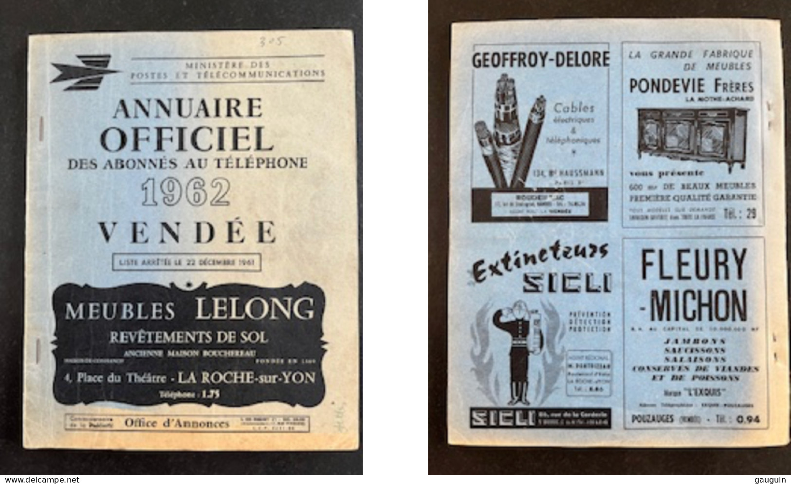 ANNUAIRE OFFICIEL ABONNÉS TÉLÉPHONE - Dépt VENDÉE - 1962 - 96 Pages - Pays De Loire