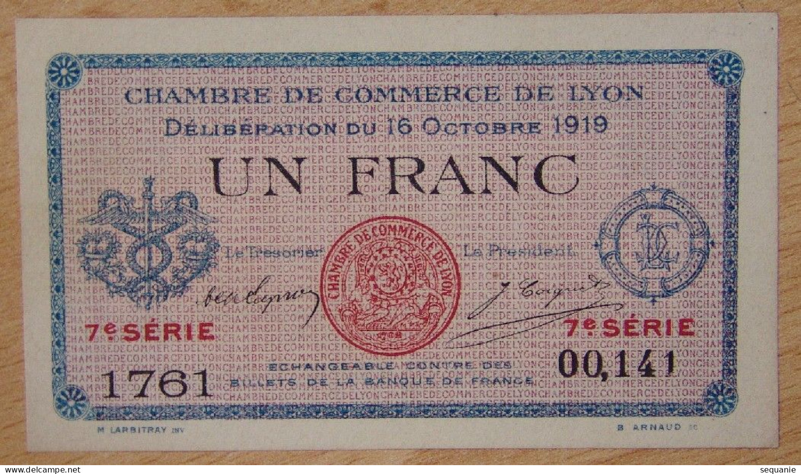 LYON (69-Rhône) 1 Franc Chambre De Commerce 16-10-1919 Série 7 - Chambre De Commerce