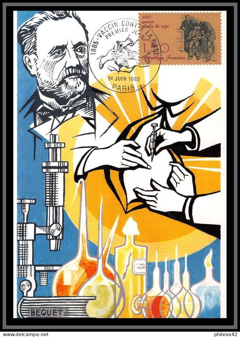 48878 N°2371 Vaccin Contre La Rage Rabies Vaccine Pasteur 1985 France Carte Maximum (card) Fdc édition CEF - Louis Pasteur