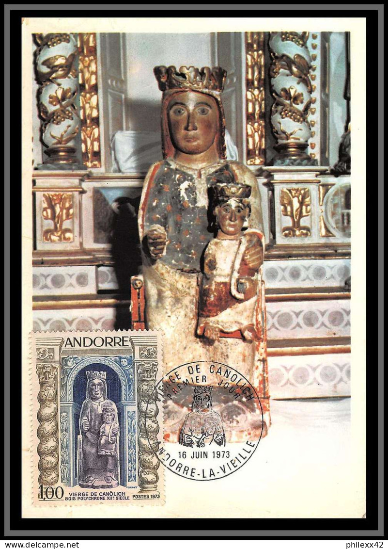 48976 N°228 Vierge De Canolich Virgin 1973 Andorre Andorra Carte Maximum (card) Fdc édition Cef  - Cartes-Maximum (CM)