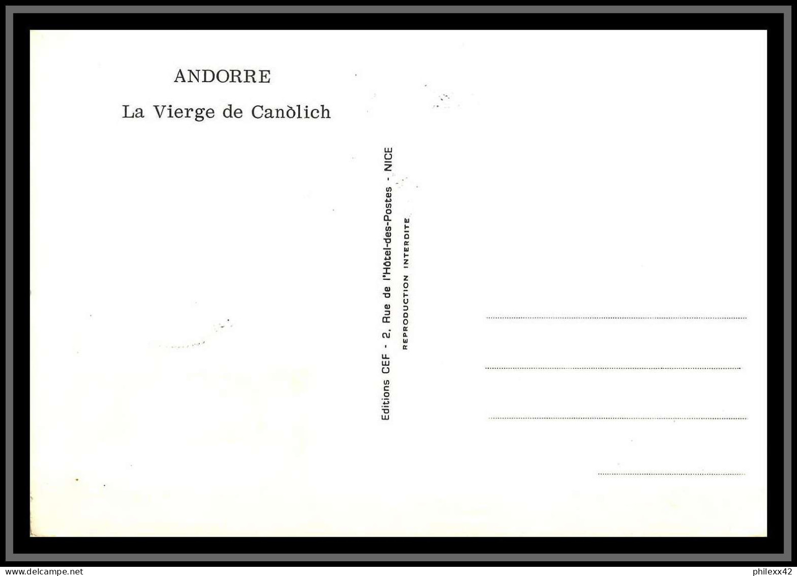 48976 N°228 Vierge De Canolich Virgin 1973 Andorre Andorra Carte Maximum (card) Fdc édition Cef  - Maximum Cards