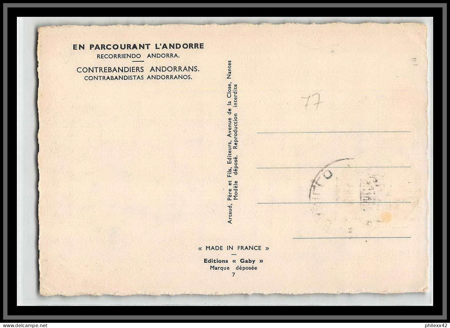 48967 N°44A Armoiries Contrebandiers Contrabandistas Canillo 1951 En Parcourant L'Andorre Andorra Carte édition Gaby - Briefe U. Dokumente