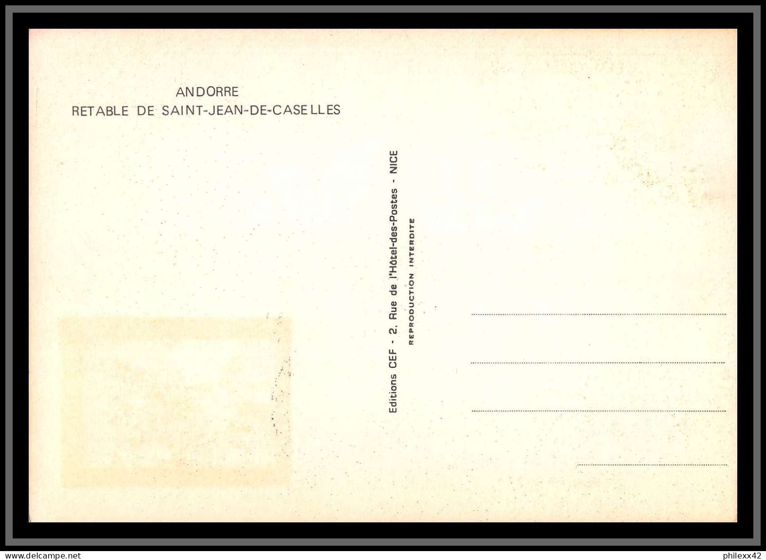 48969 N°198/200 Retable Chapelle St-Jean-de-Caselles Church église Andorre Andorra 1969 Carte Maximum Fdc édition Cef  - Cartes-Maximum (CM)